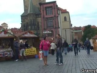 Granny tourist jumps on penis